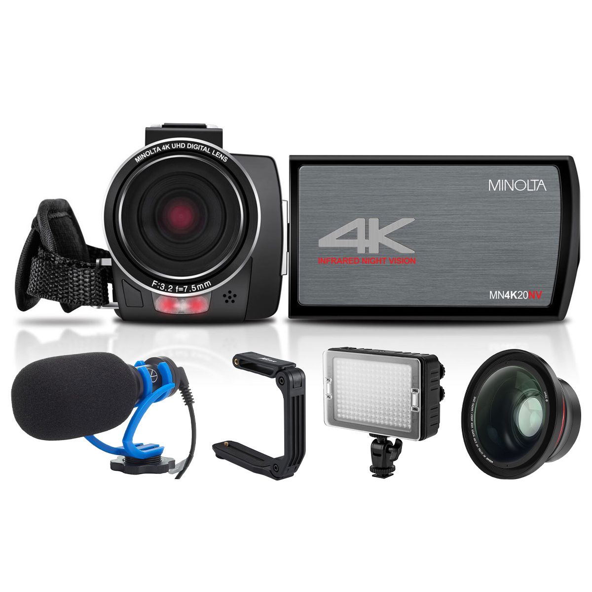 

Minolta MN4K20NV 4K UHD 3" Touchscreen Camcorder with LED Light and Accessories
