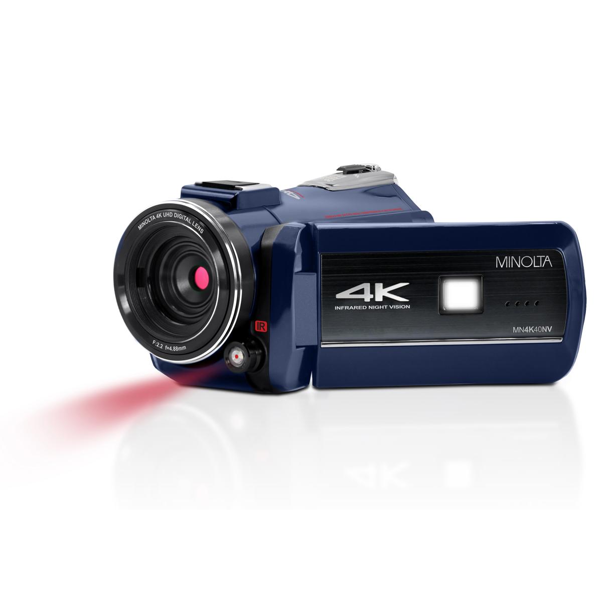 

Minolta MN4K40NV 4K UHD 30MP 3" Touch Night Vision Camcorder w/LED Light, Blue