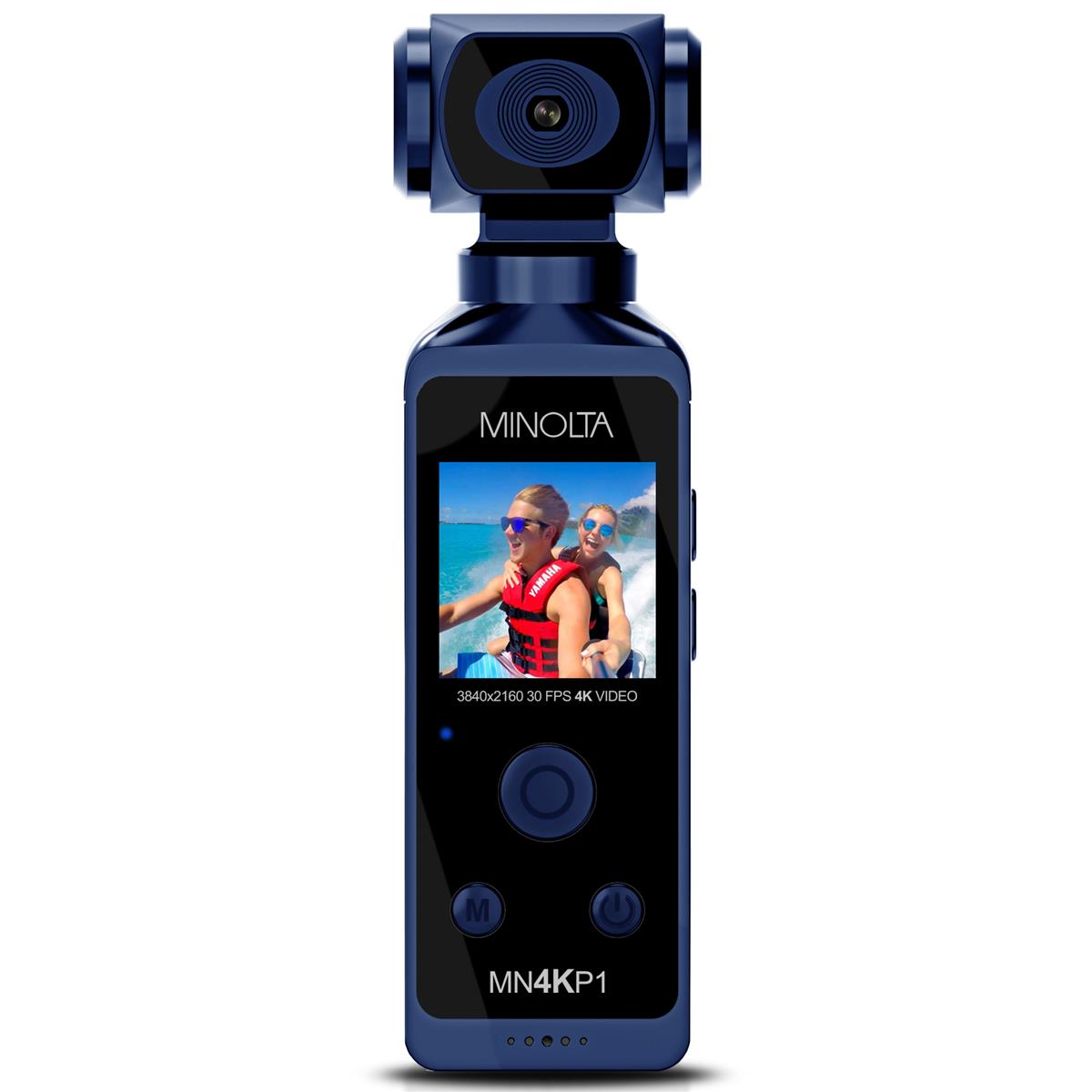 Minolta MN4KP1 4K Ultra HD Wi-Fi Pocket Camcorder, Blue -  MN4KP1-BL