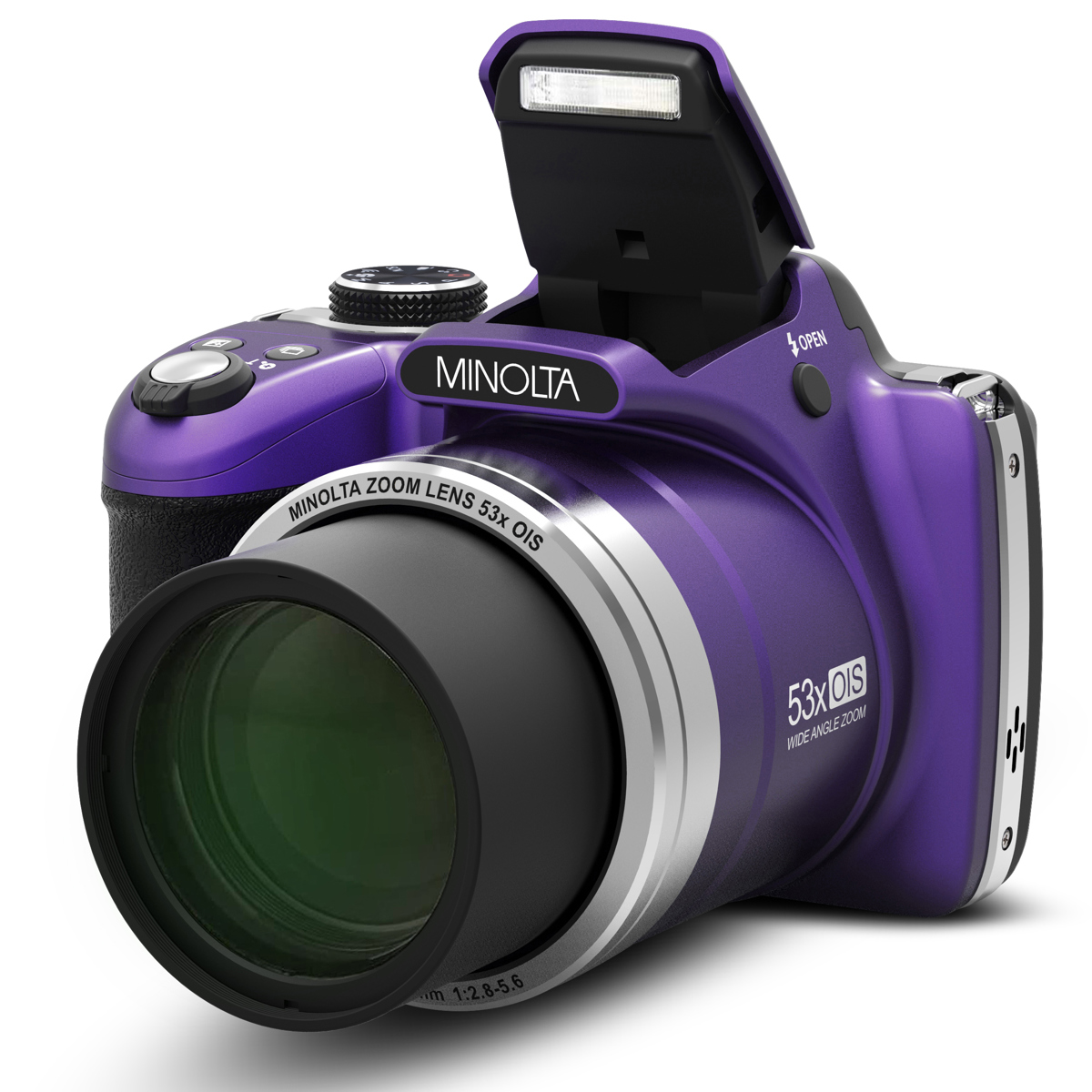 

Minolta MN53Z 16MP FHD Wi-Fi Bridge Camera with 53x Optical Zoom, Purple