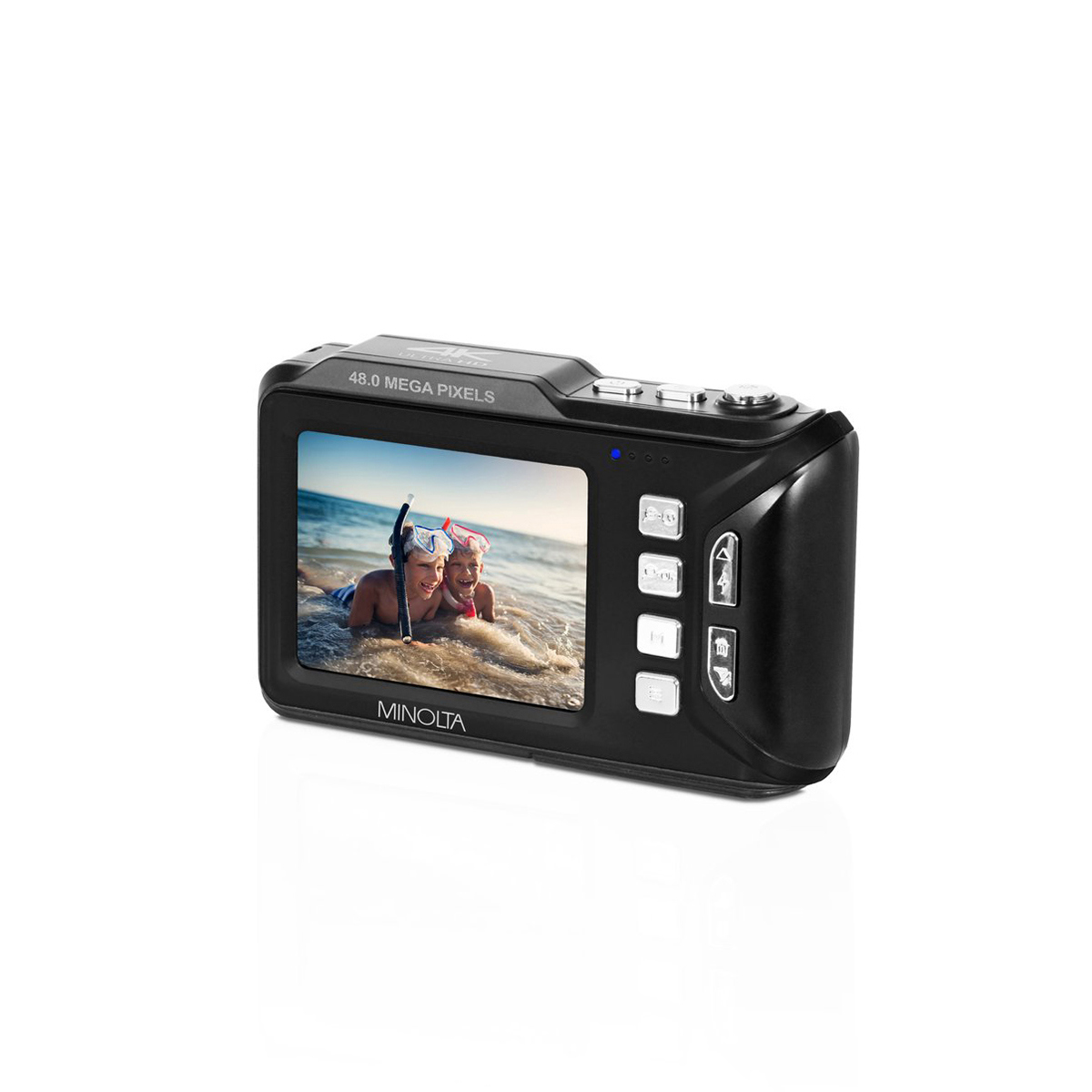 

Minolta MN60WP 48MP 4K Ultra HD Wi-Fi Dual LCD Screen Waterproof Digital Camera Black