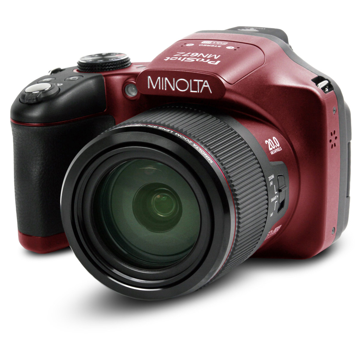 Minolta MN67Z 20MP Full HD Wi-Fi Bridge Camera с 67-кратным оптическим зумом, красный