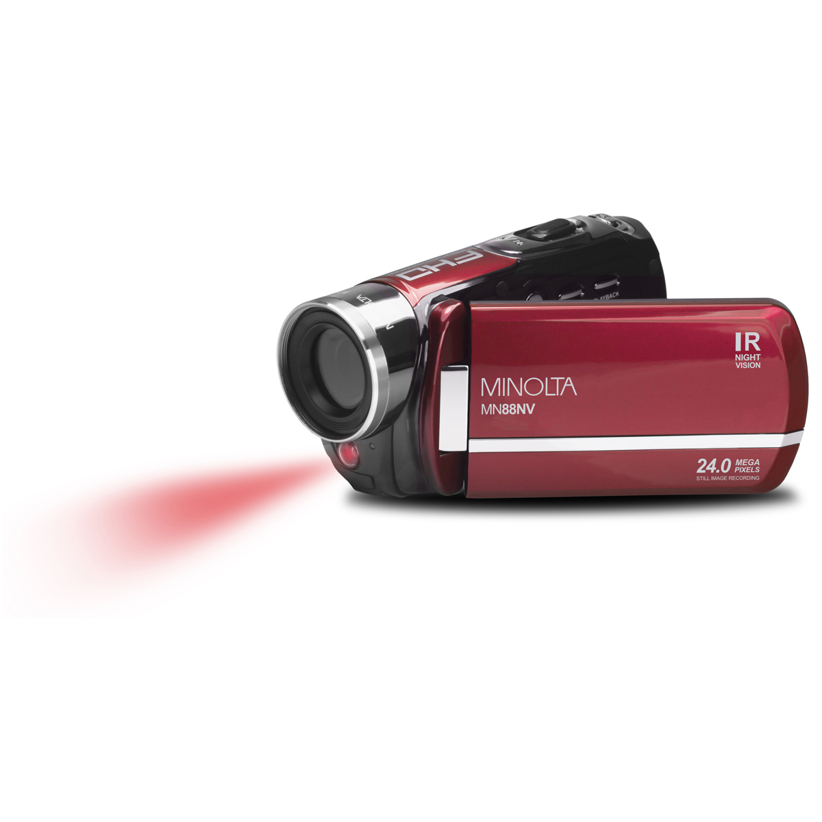 

Minolta MN88NV Full HD 24MP 3" Touchscreen Night Vision Camcorder, Red