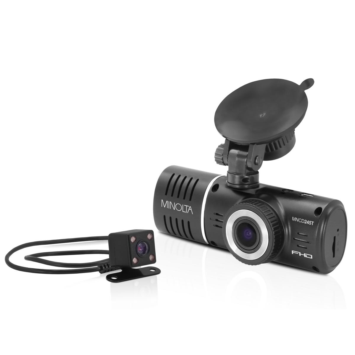 

Minolta MNCD245T FHD Front & Rear View Dash Camera with 3-Ch Recording, Black