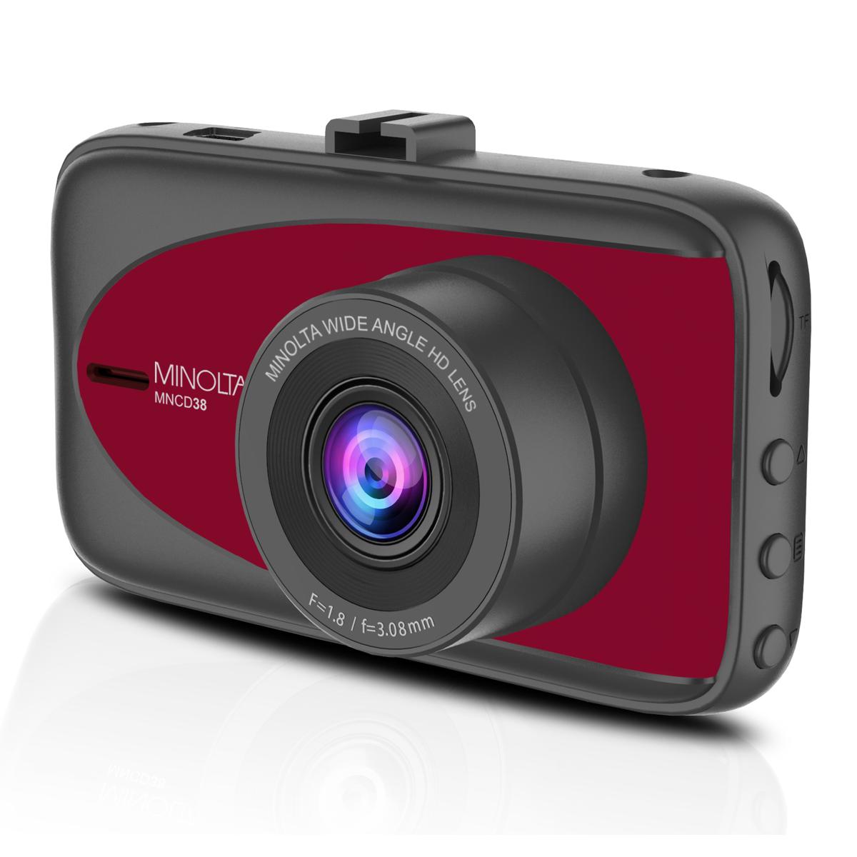 

Minolta MNCD38 Full HD 12MP 3" LCD Screen Dash Cam, Red