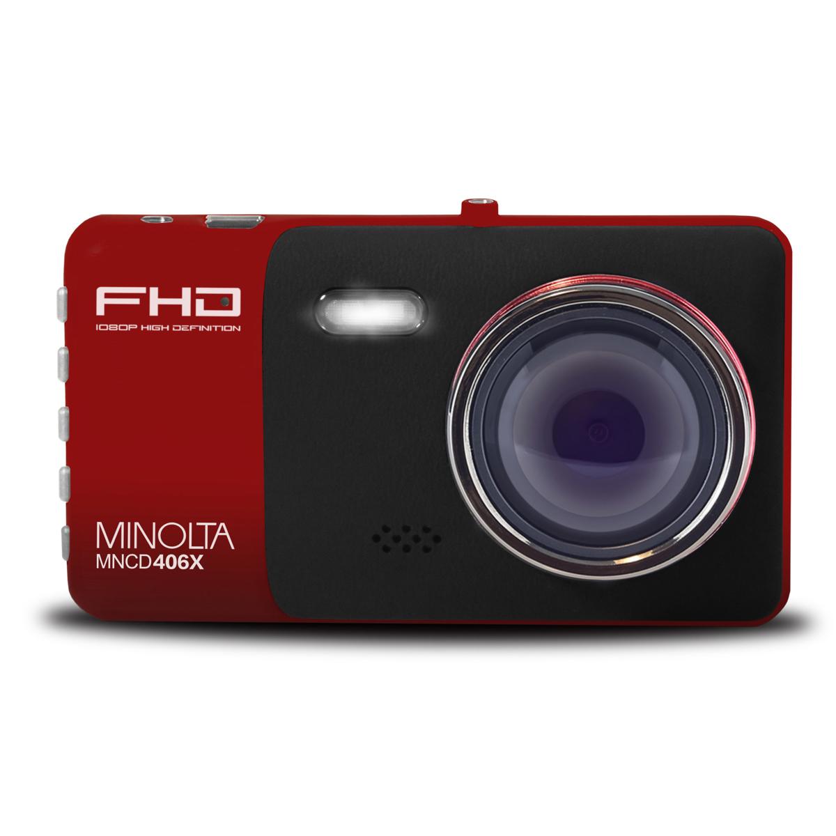 

Minolta MNCD406X Full HD Front and Rear View Dash Camera with 4" LCD Screen, Red