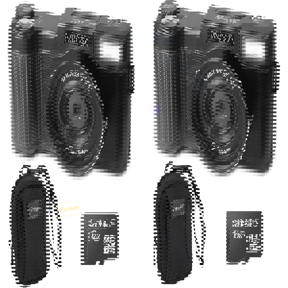 Minolta MND30 30MP 2.7K QHD 3.0&quot; LCD Screen Digital Camera, Black + Camera Bag
