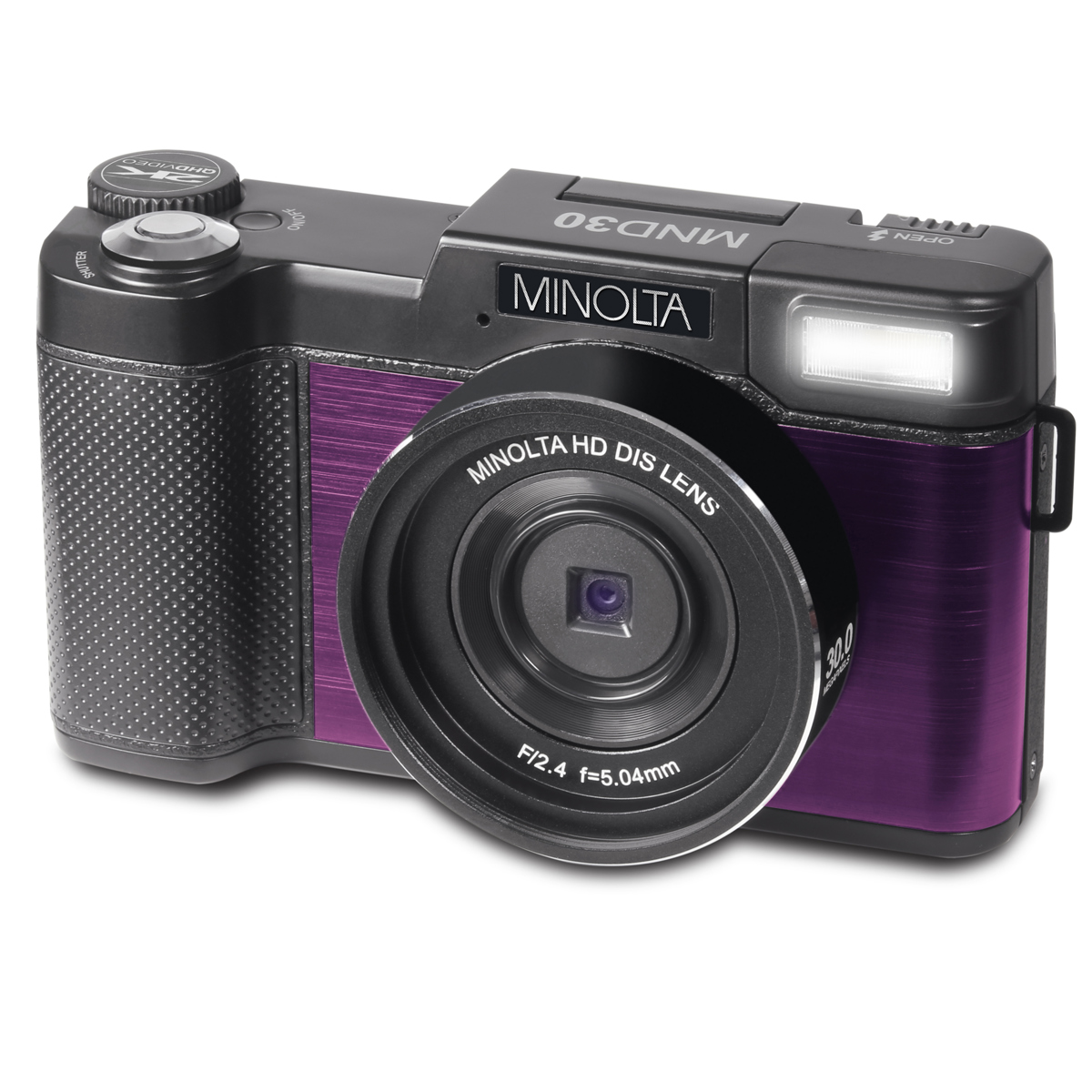 Цифровая фотокамера Minolta MND30 с 30-мегапиксельным ЖК-экраном 2.7K QHD 3.0, фиолетовый #MND30-P