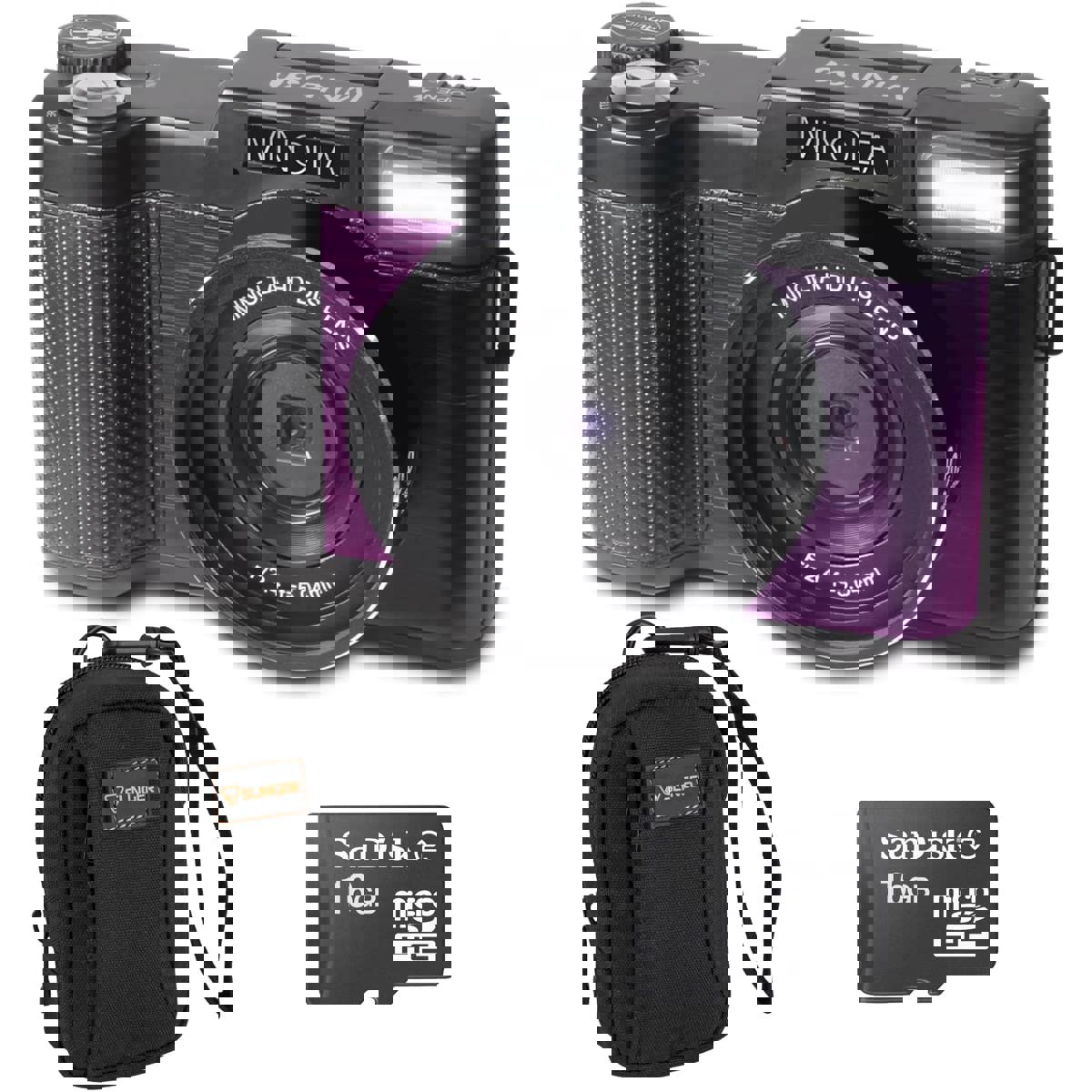

Minolta MND30 30MP 2.7K QHD 3.0" LCD Screen Digital Camera, Purple + Camera Bag