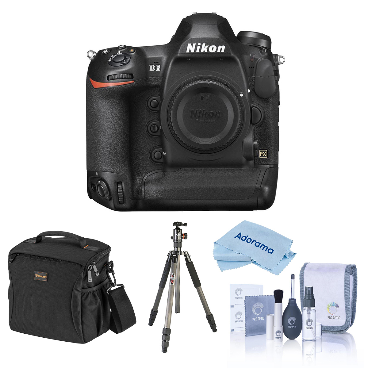 

Nikon D6 FX-Format Digital SLR Camera Body w/FotoPro Carbon Fiber Tripod & Acc.