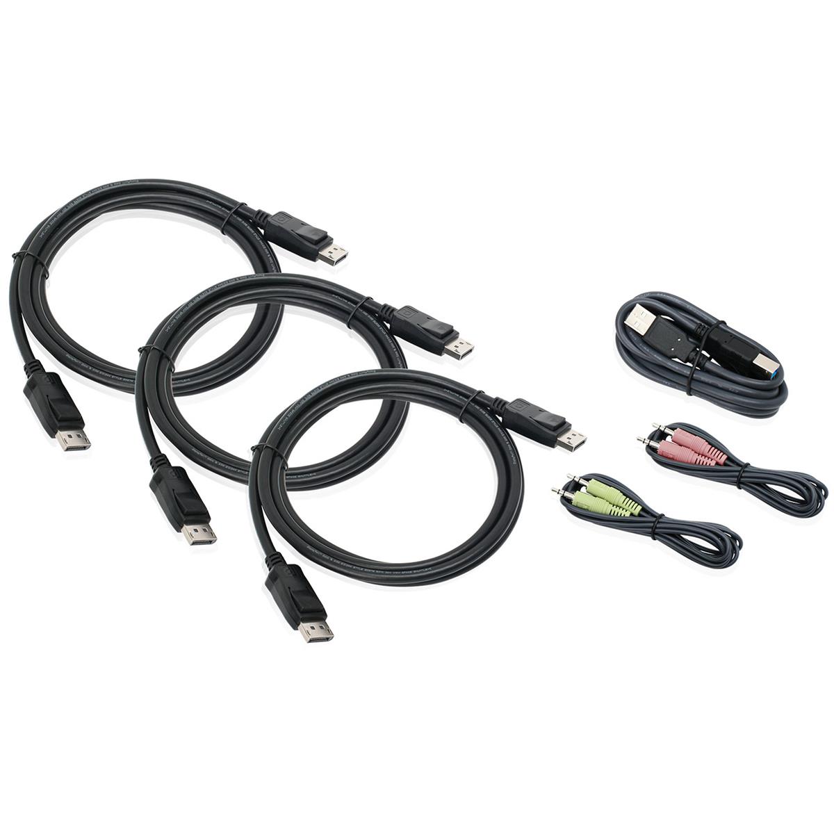 Image of IOGEAR Iogear 4K Triple View DisplayPort Cable Kit with USB &amp; Audio