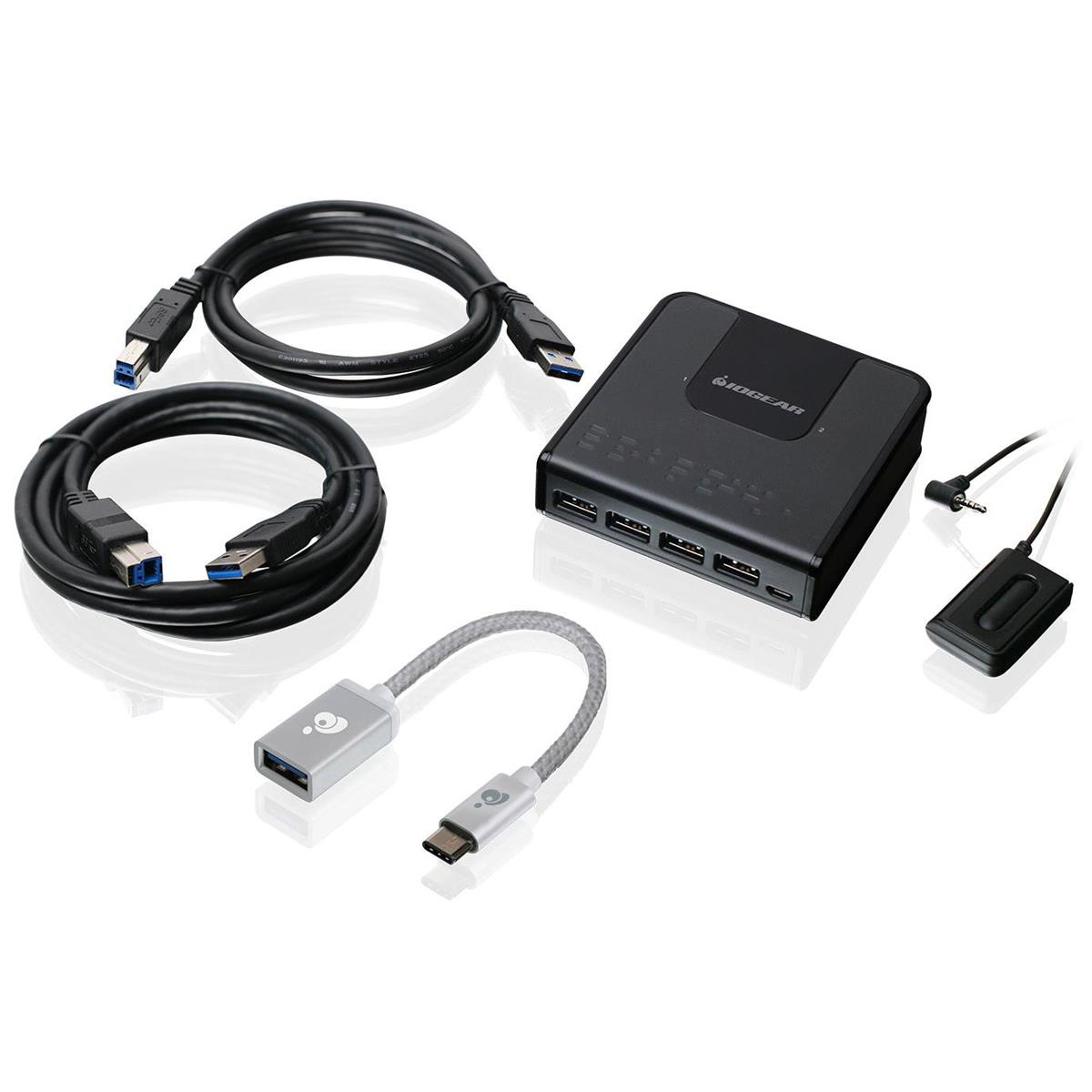 Image of IOGEAR 2x4 USB 3.0 Peripheral Sharing Switch with USB-A to USB-C Adapter Kit