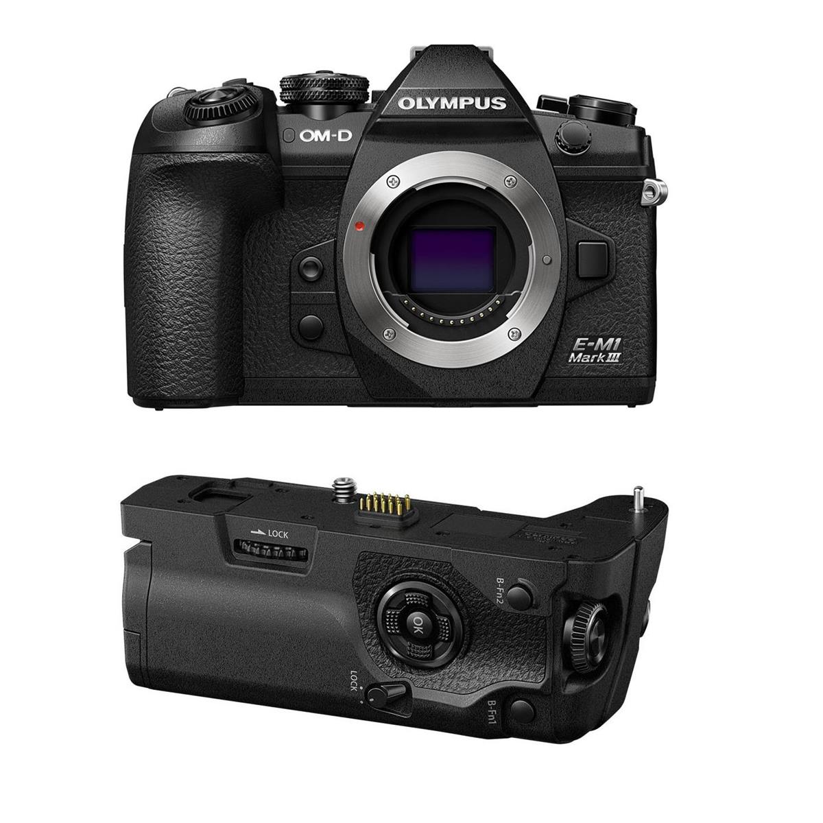 Image of Olympus OM-D EM1 Mark III Mirrorless Camera Body Black with Battery Grip