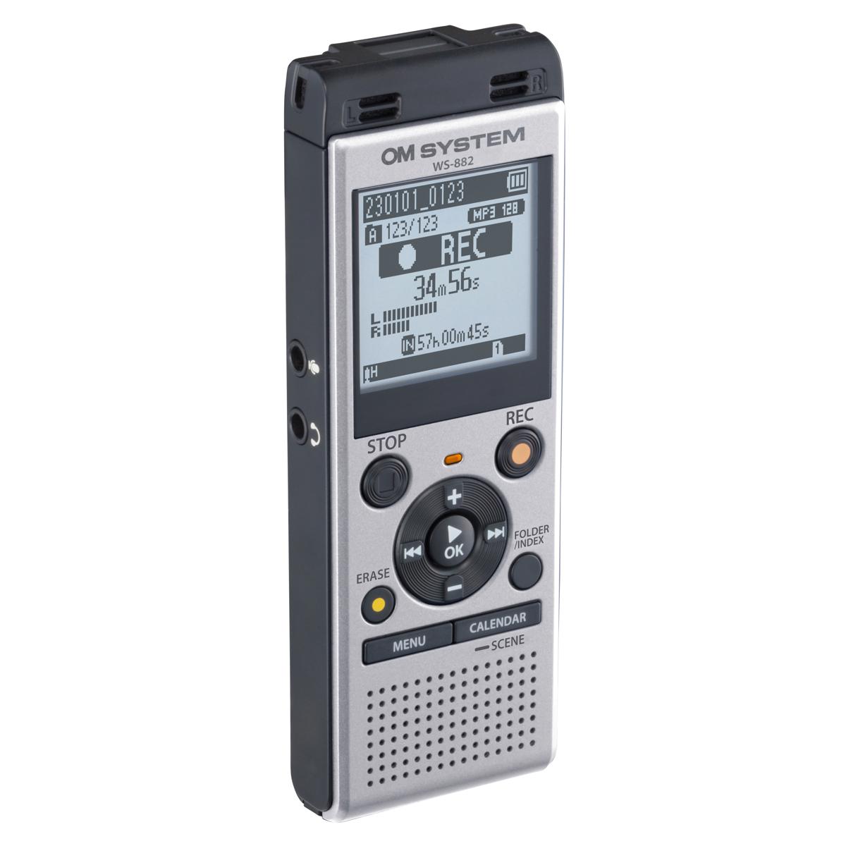 

OM SYSTEM WS-882 4GB Digital Stereo Voice Recorder, Silver/Black