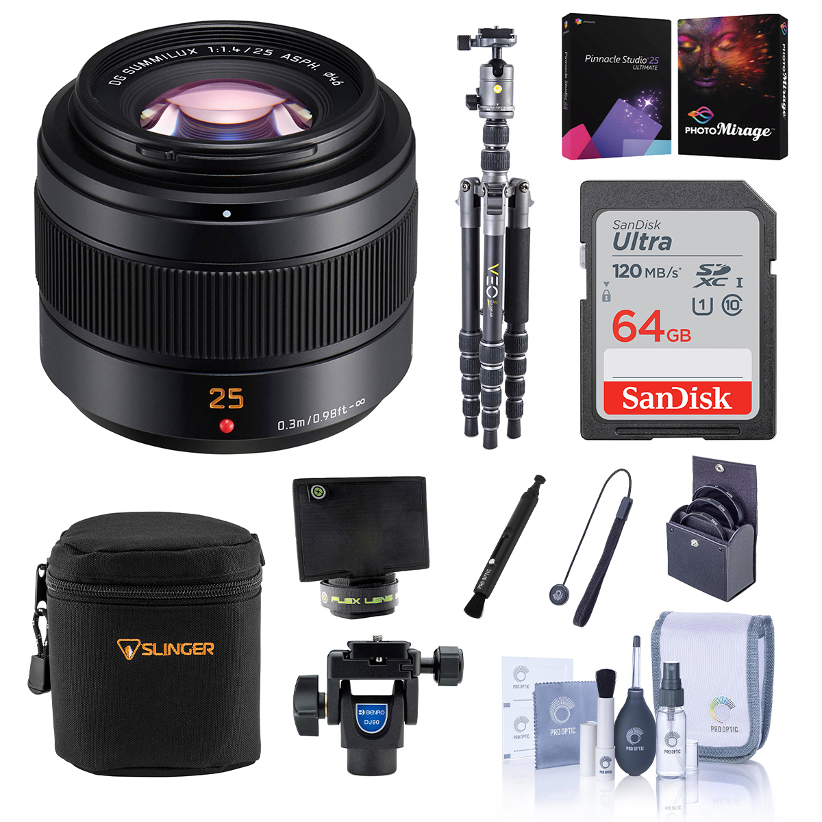 

Panasonic Lumix G Leica DG Summilux II 25mm f/1.4 Lens for MFT w/Premium Acc Kit