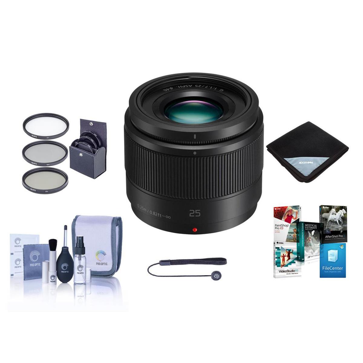 

Panasonic LUMIX G 25mm f/1.7 Aspherical Lens for MFT with PC Software & Acc Kit
