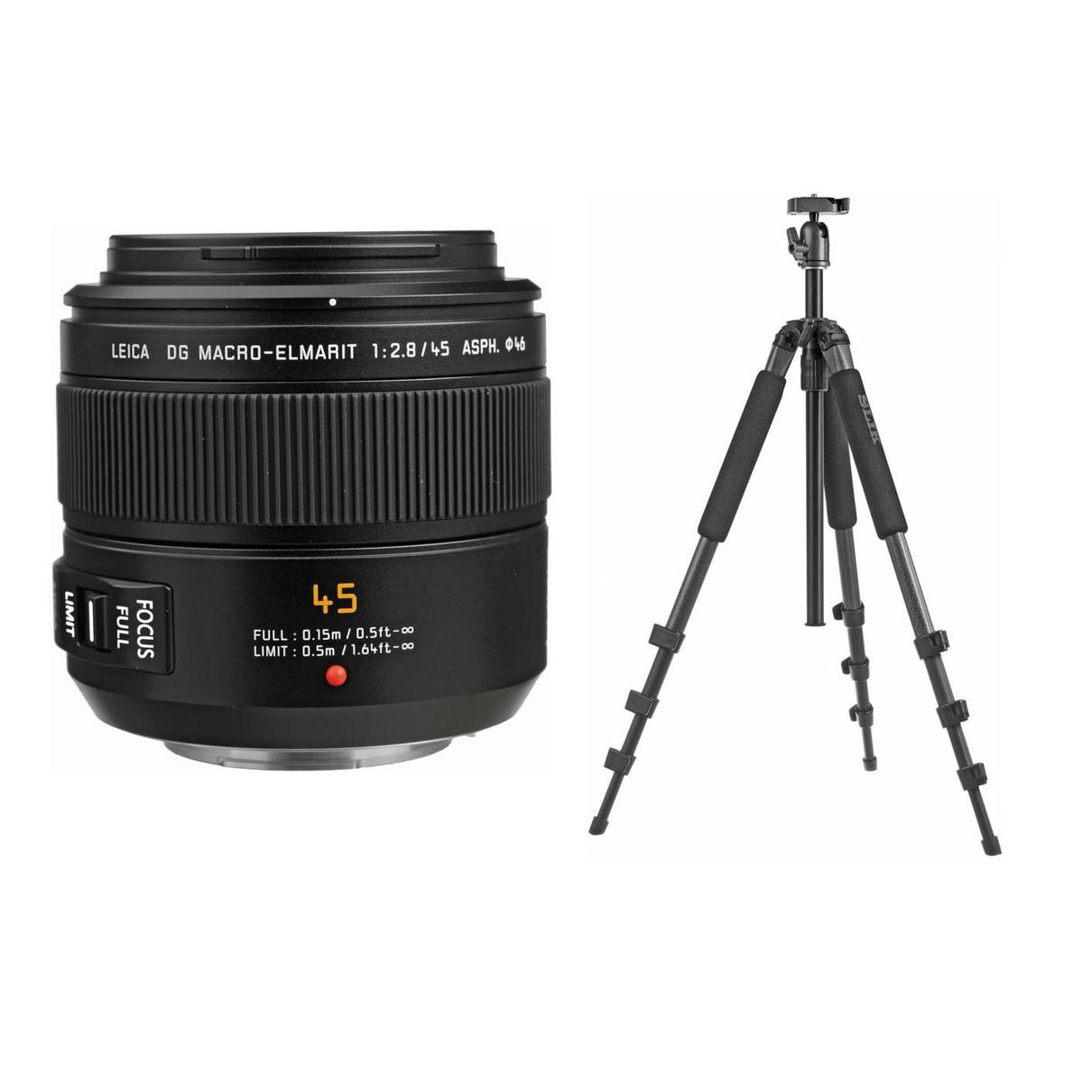 

Panasonic LUMIX G Leica DG Macro-Elmarit 45mm f/2.8 Lens for MFT with Tripod Kit