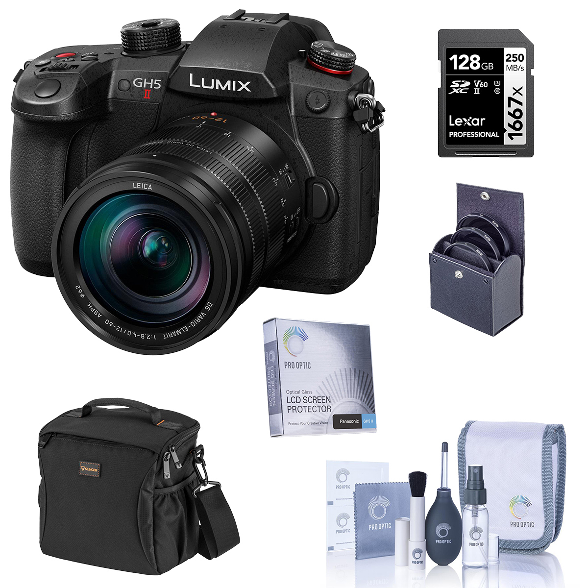 Image of Panasonic LUMIX GH5 II Mirrorless Camera with 12-60mm Lens with Accessories Kit