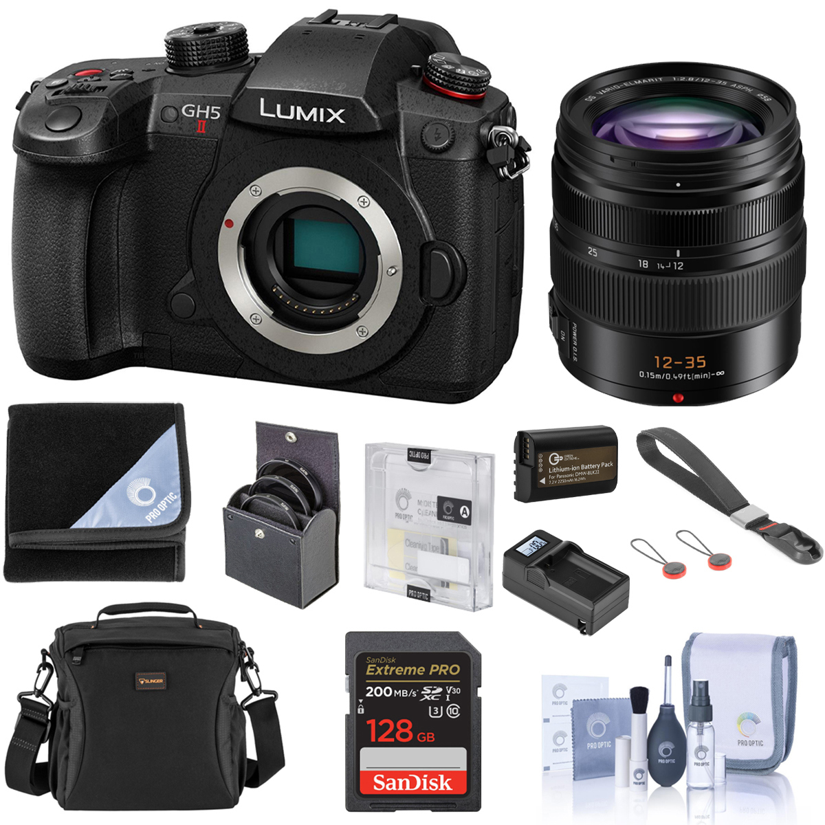 

Panasonic LUMIX GH5II Mirrorless Camera w/12-35mm f/2.8 Lens w/Essentials Kit