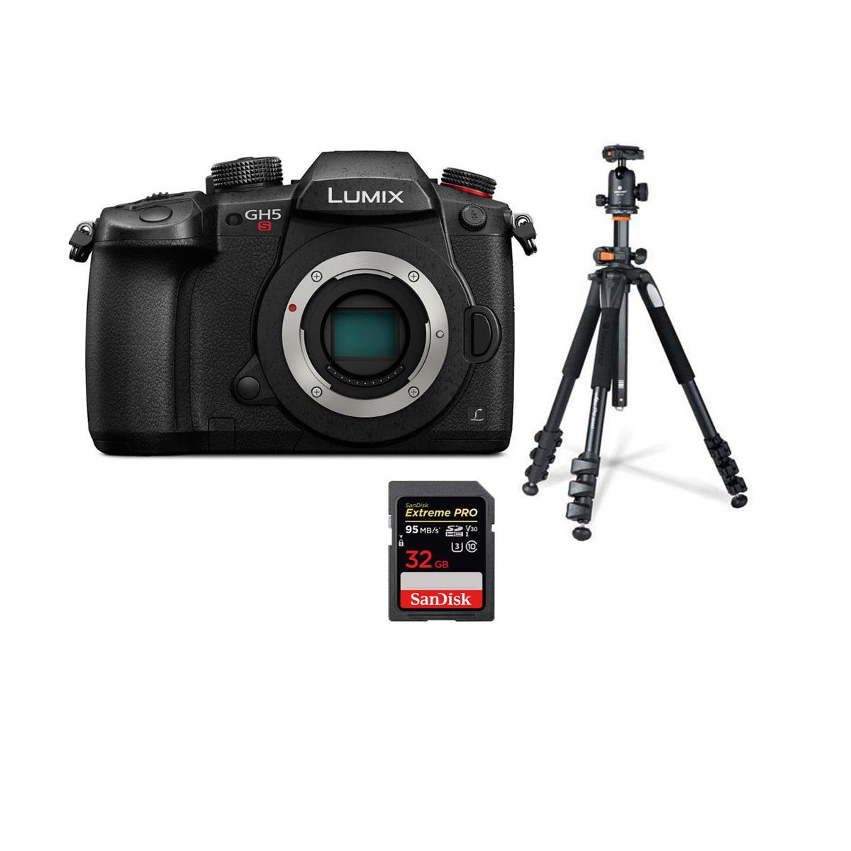 Image of Panasonic Lumix DC-GH5s Mirrorless Body W/Vanguard 264AB-100 Tripod /32GB Card