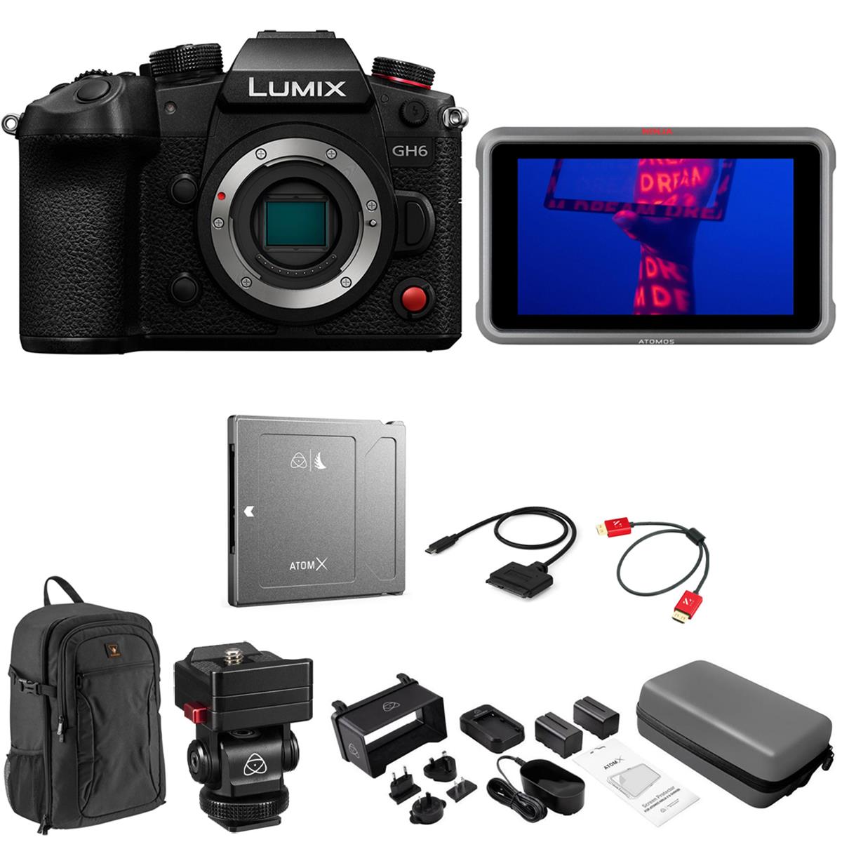 Image of Panasonic Lumix GH6 Mirrorless Camera Body with Atomos Ninja V+ Kit