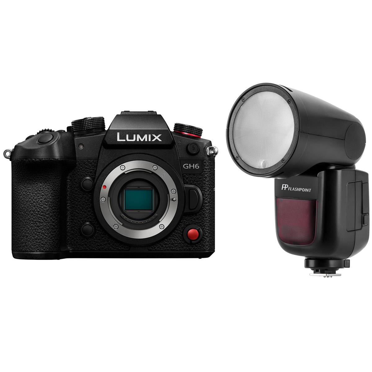 Image of Panasonic Lumix GH6 Mirrorless Camera Body with Flash Kit