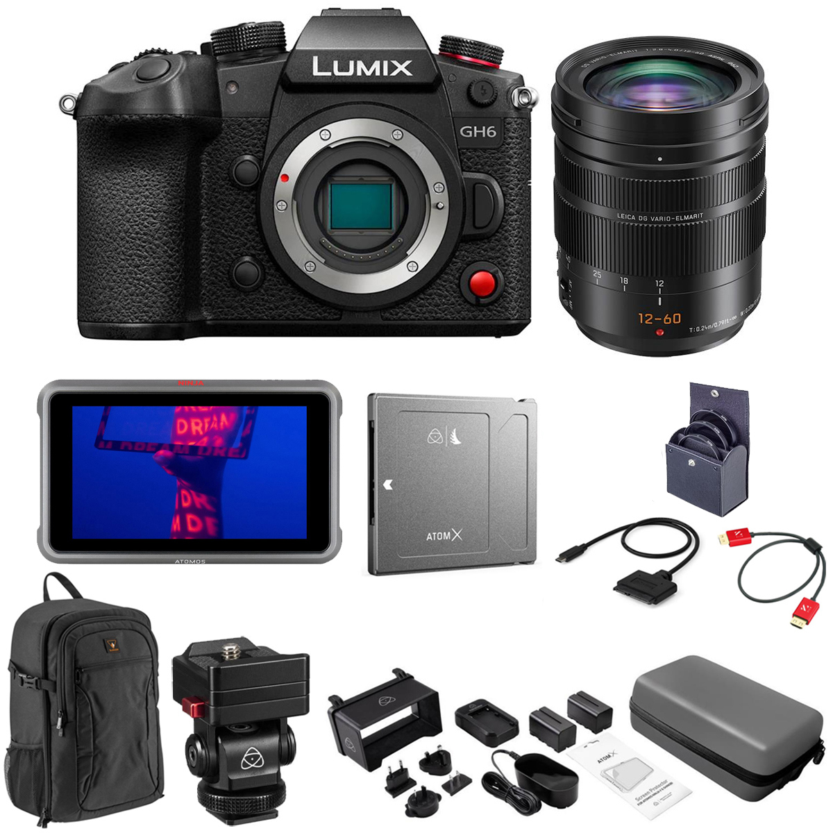 

Panasonic Lumix GH6 Mirrorless Camera with 12-60mm Lens with Atomos Ninja V+ Kit