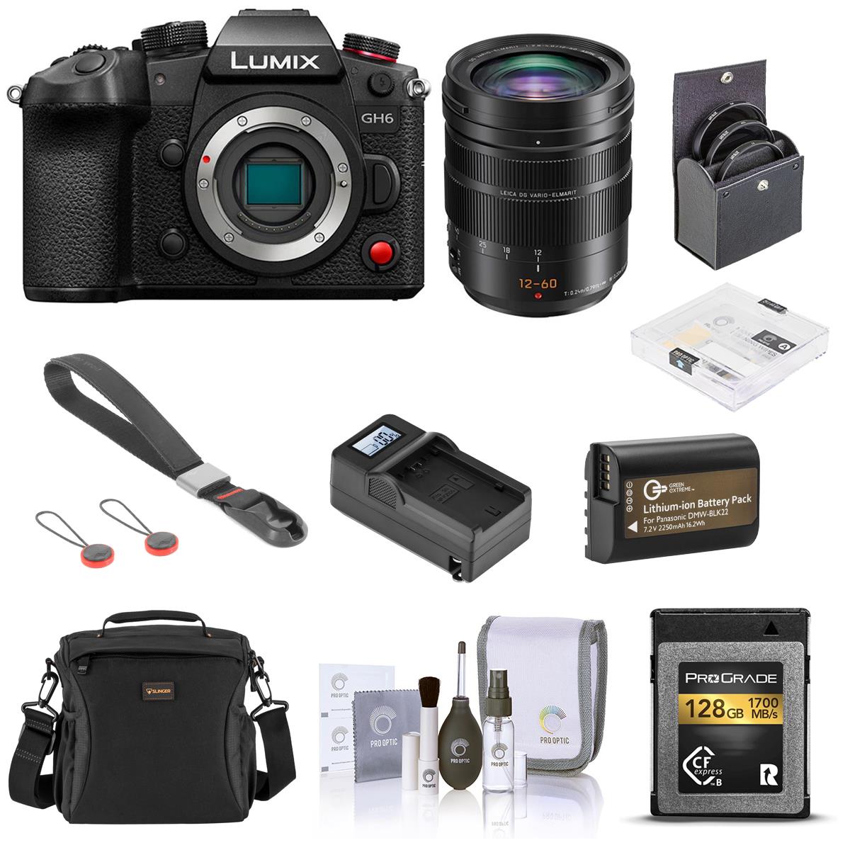 Image of Panasonic Lumix GH6 Mirrorless Camera with 12-60mm Lens with Essential Acc. Kit