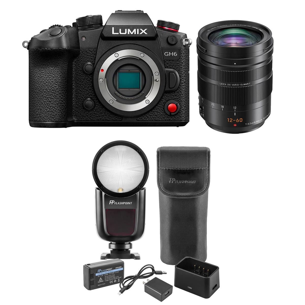 Image of Panasonic Lumix GH6 Mirrorless Camera with 12-60mm Lens with Flash Kit
