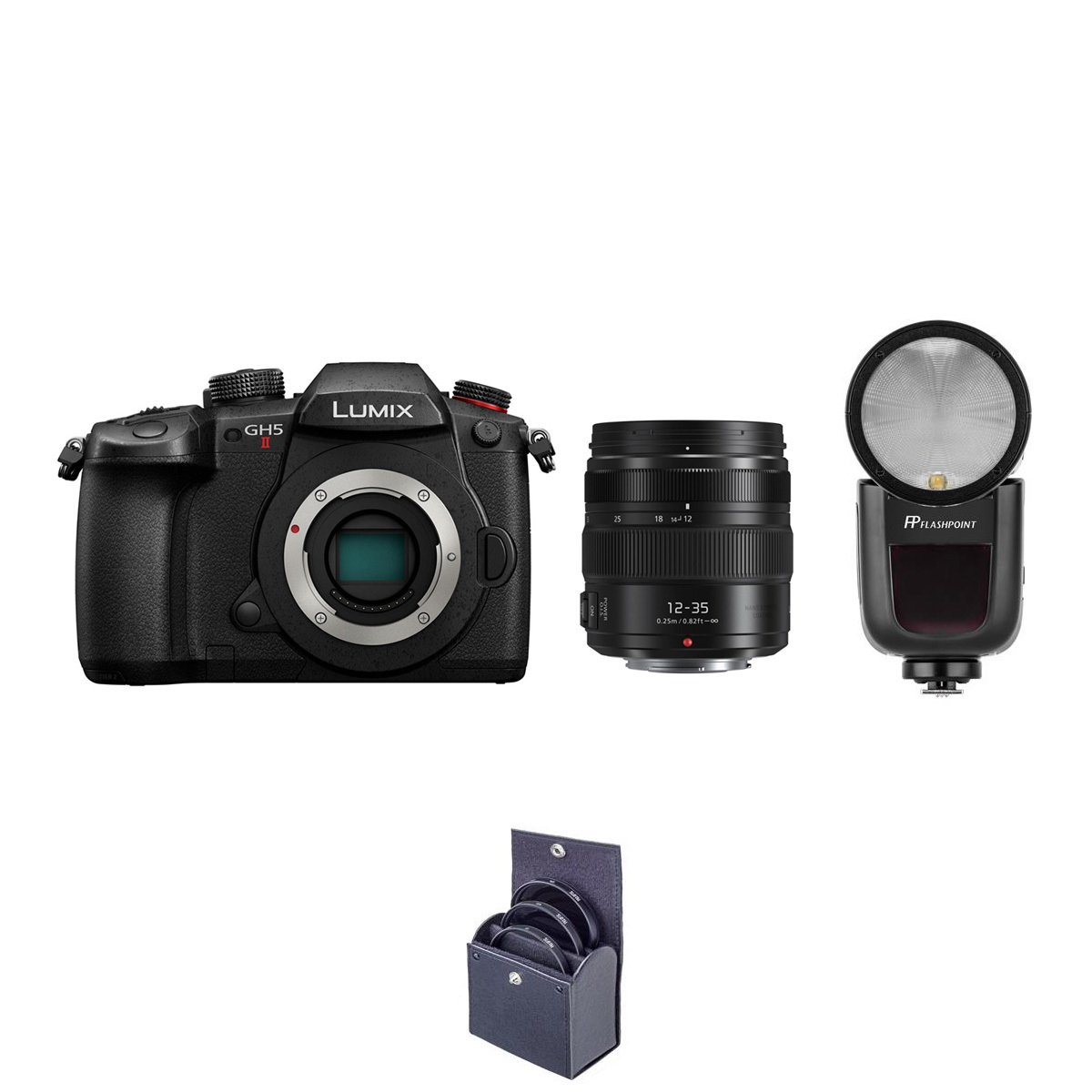 Image of Panasonic Lumix GH5 II Mirrorless Camera with 12-35 F/2.8 Lens with Flash Kit