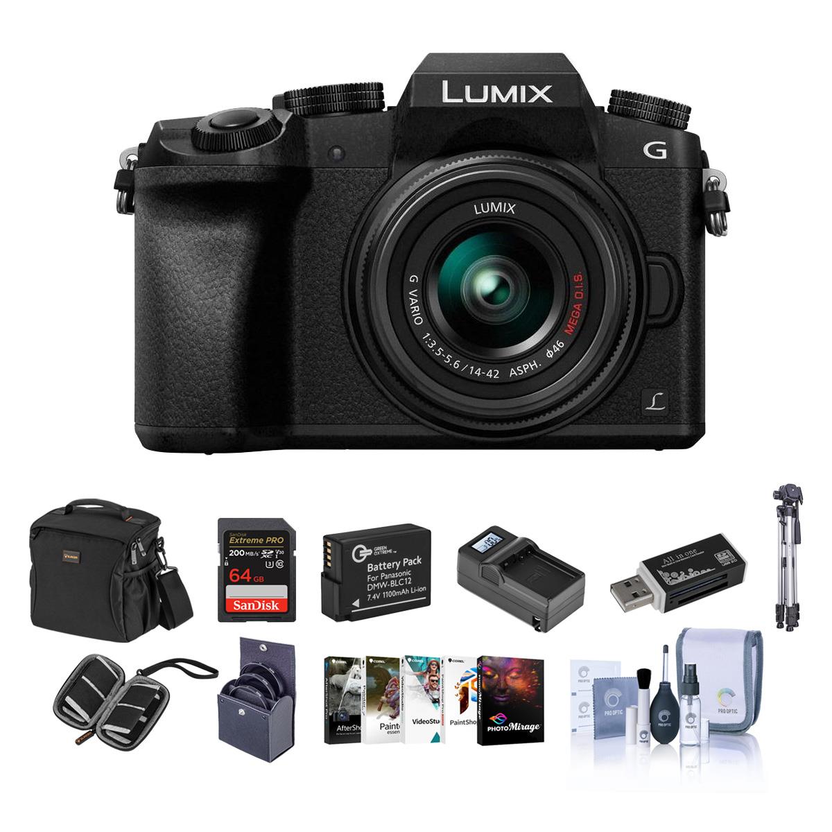 Panasonic Lumix DMC-G7 Mirrorless Camera w/14-42mm Lens Black w/Premium Acc Bund