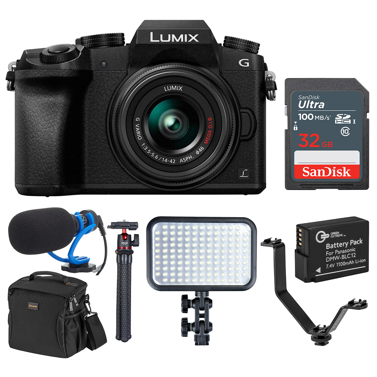 Panasonic Lumix DMC-G7 Mirrorless with 14-42mm Lens Black With Accessory Bundle