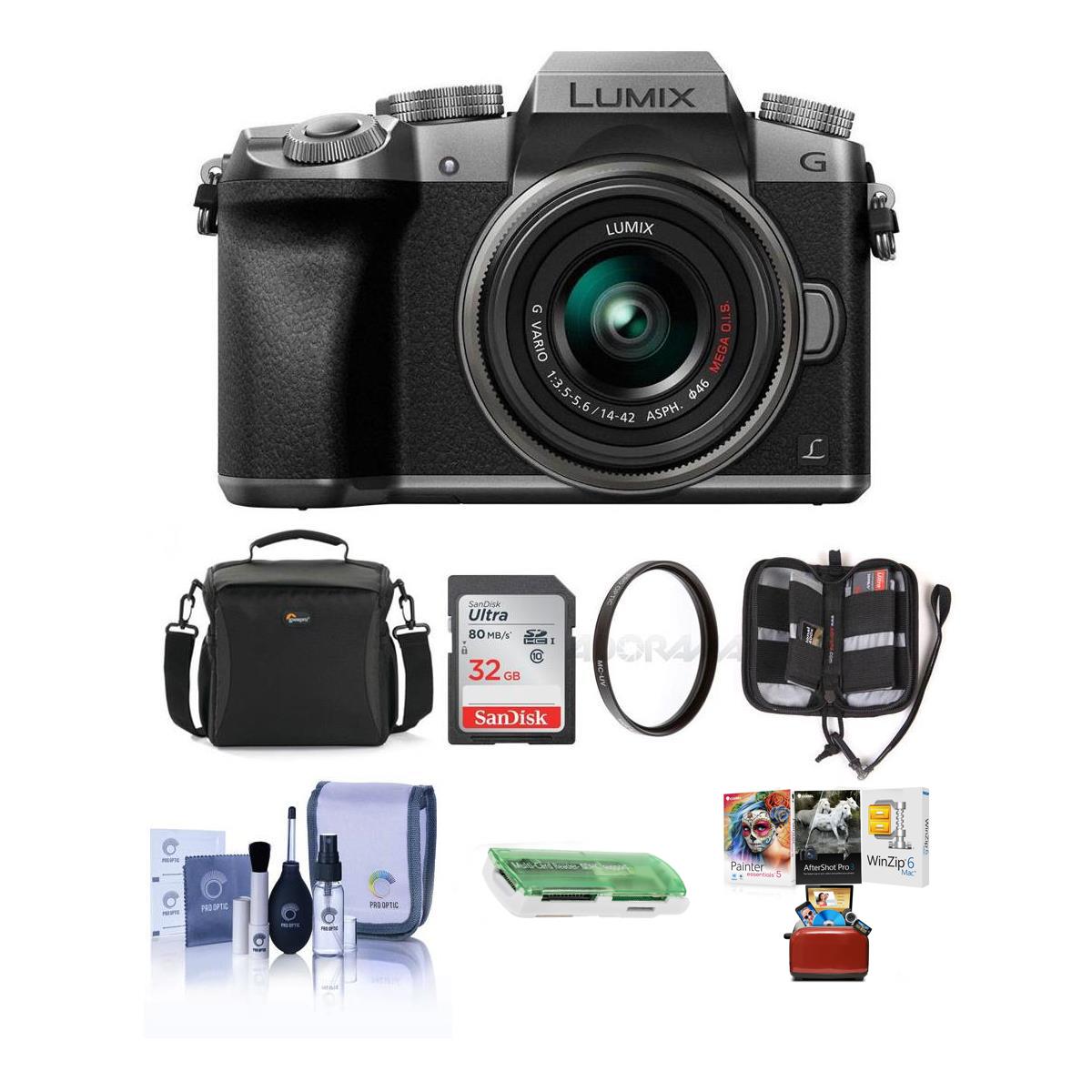 Panasonic Lumix DMC-G7 Mirrorless Camera w/14-42mm Lens Silver w/Free Acc Bund