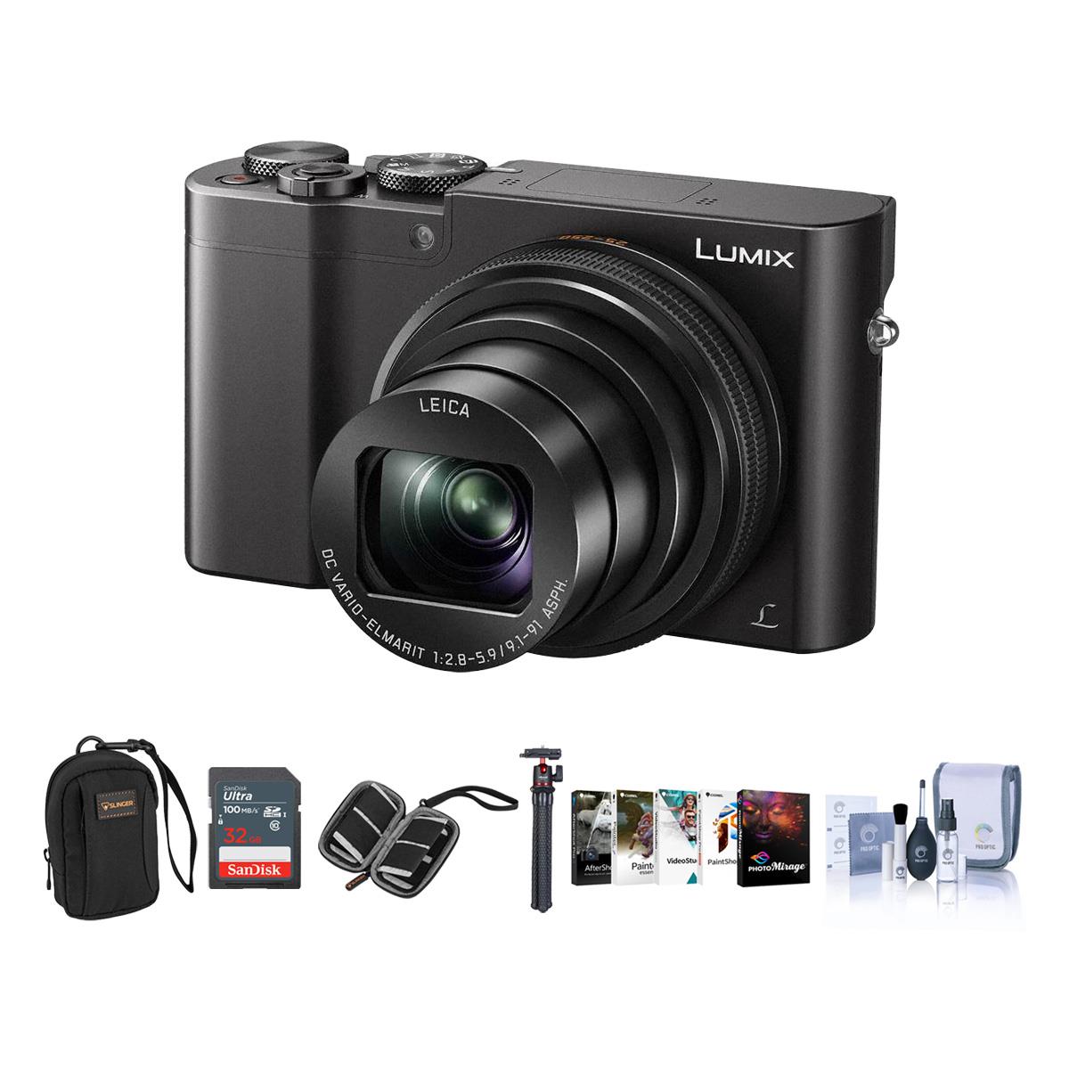Panasonic Lumix DMC-ZS100 Digital Camera with Free PC Accessory Bundle, Black