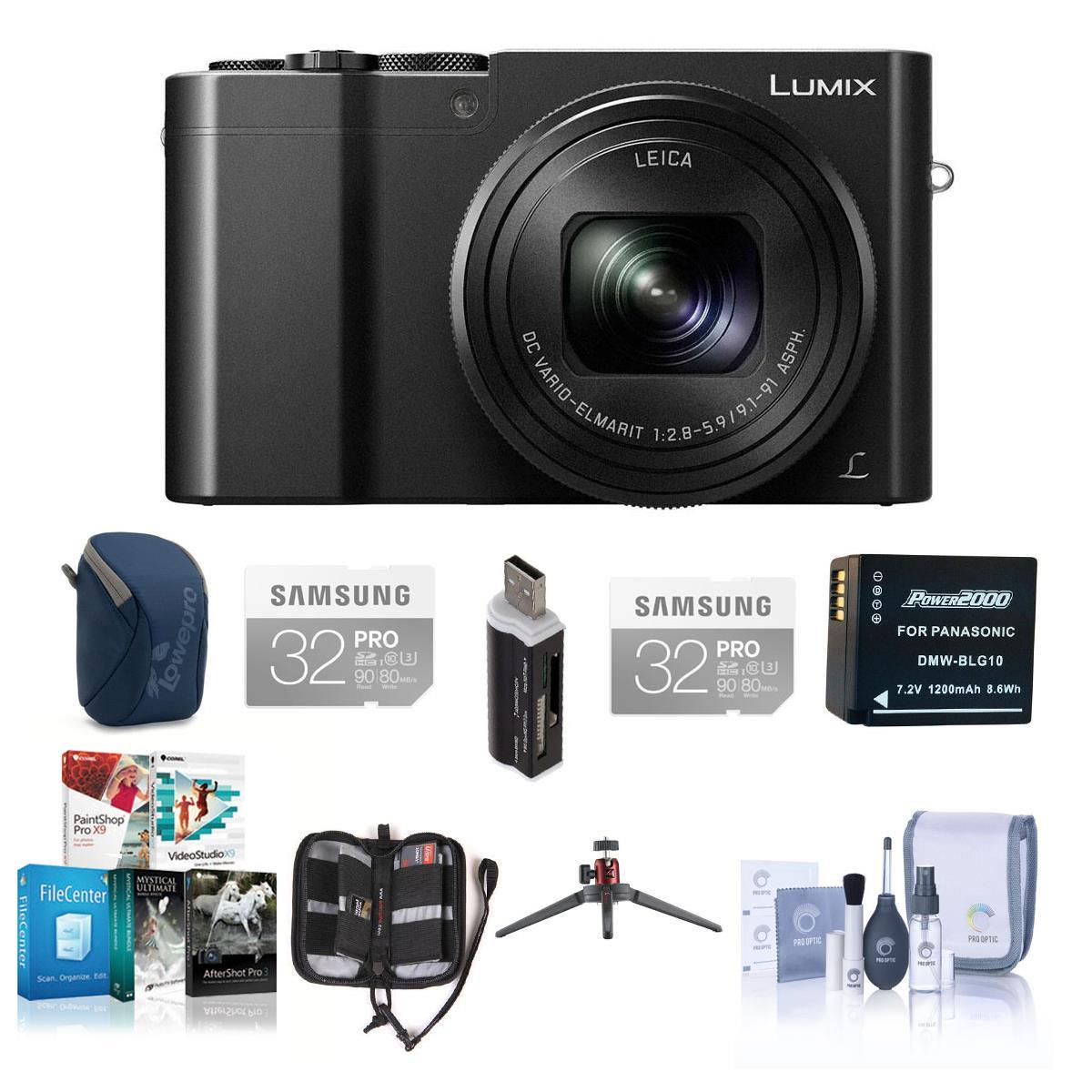 Panasonic Lumix DMC-ZS100 Digital Camera with Premium Kit, Black