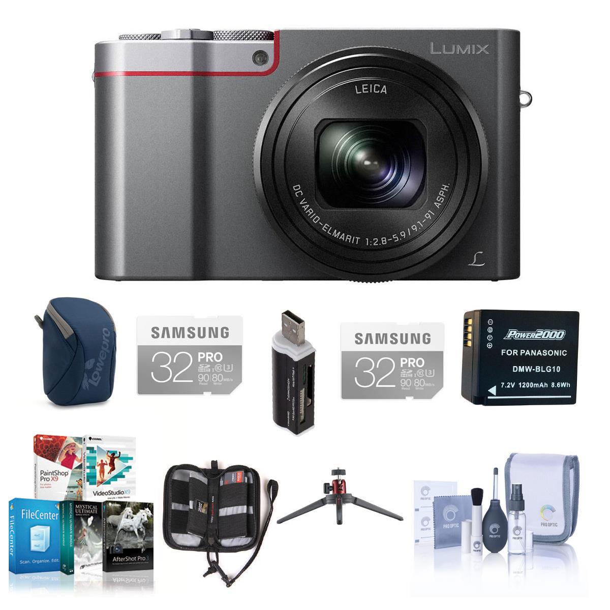 Panasonic Lumix DMC-ZS100 Digital Camera with Premium Kit, Silver