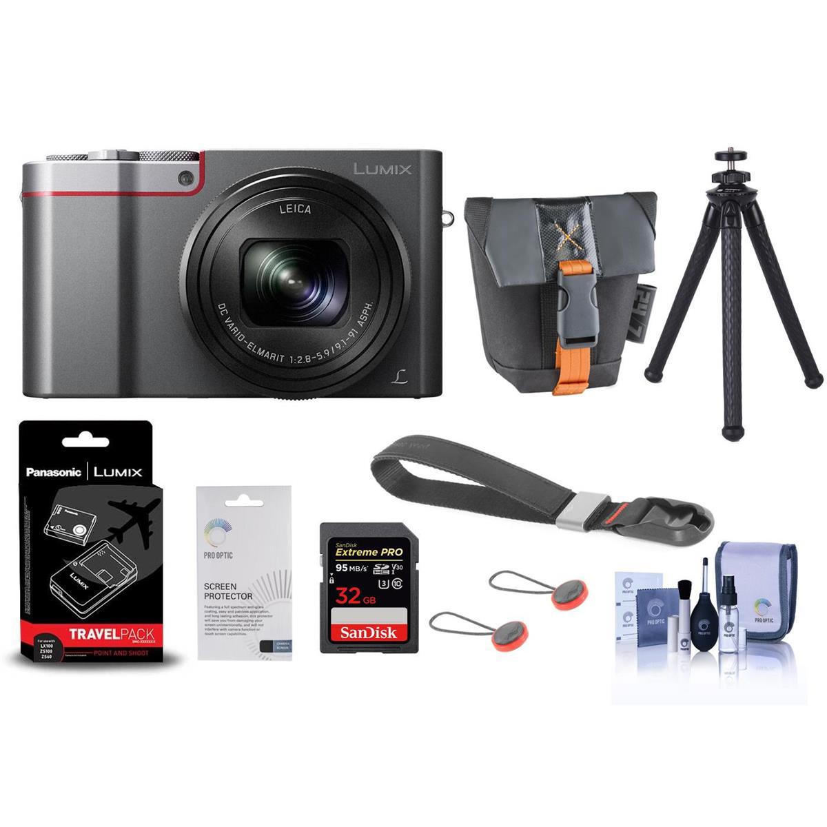 

Panasonic Lumix DMC-ZS100 Digital Camera, Silver - With Accessory Bundle