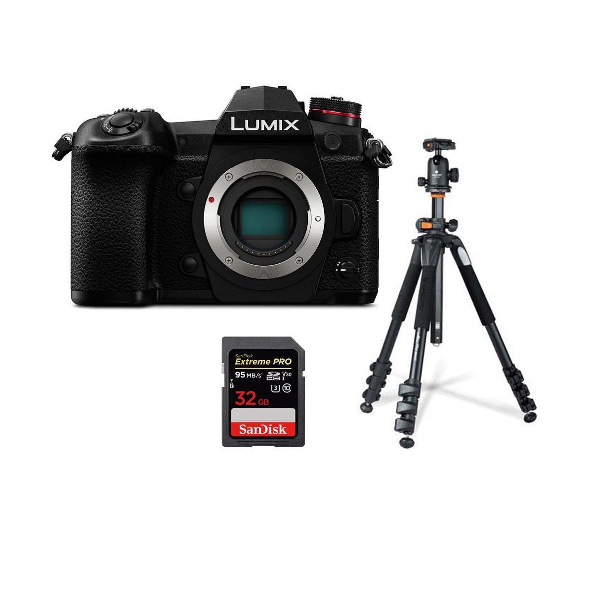 Panasonic Lumix G9 Mirrorless Camera Body, Black W/Vanguard Tripod/ 32GB Card