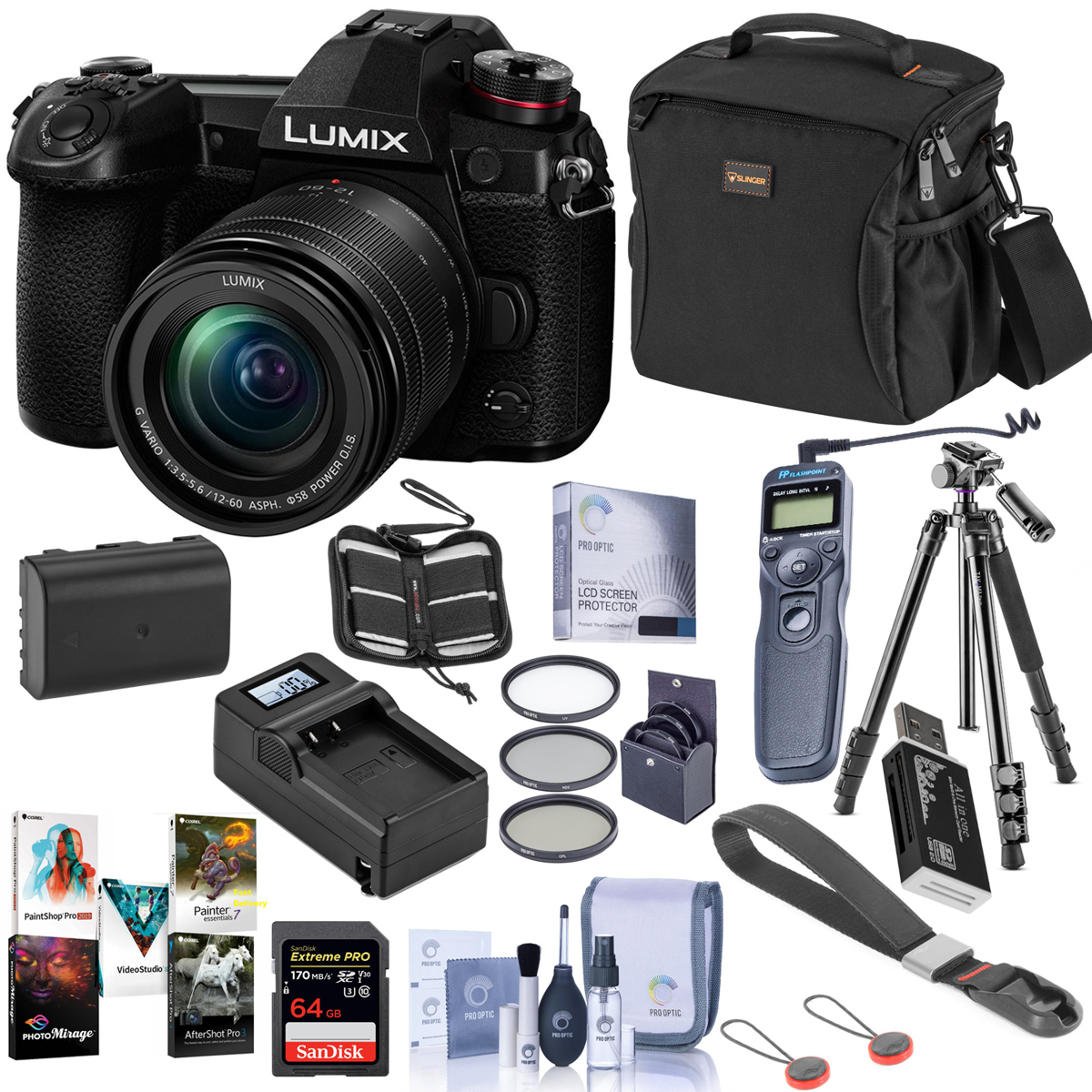 

Panasonic Lumix G9 4K Camera with 12-60mm f/3.5-5.6 Lens Bundle with Premium Acc