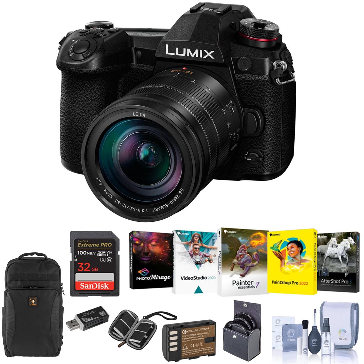 Image of Panasonic Lumix G9 Mirrorless Camera Black w/ DG 12-60/2.8-4 Lens W/Free Acc Kit
