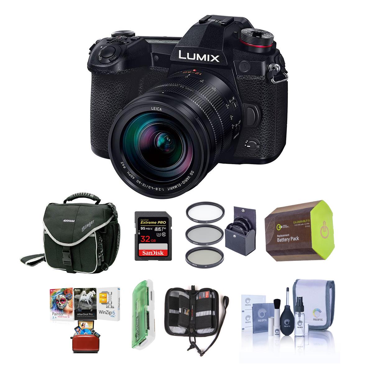 Panasonic Lumix G9 Mirrorless Camera Black w/ DG 12-60/2.8-4 Lens W/Free Acc Kit