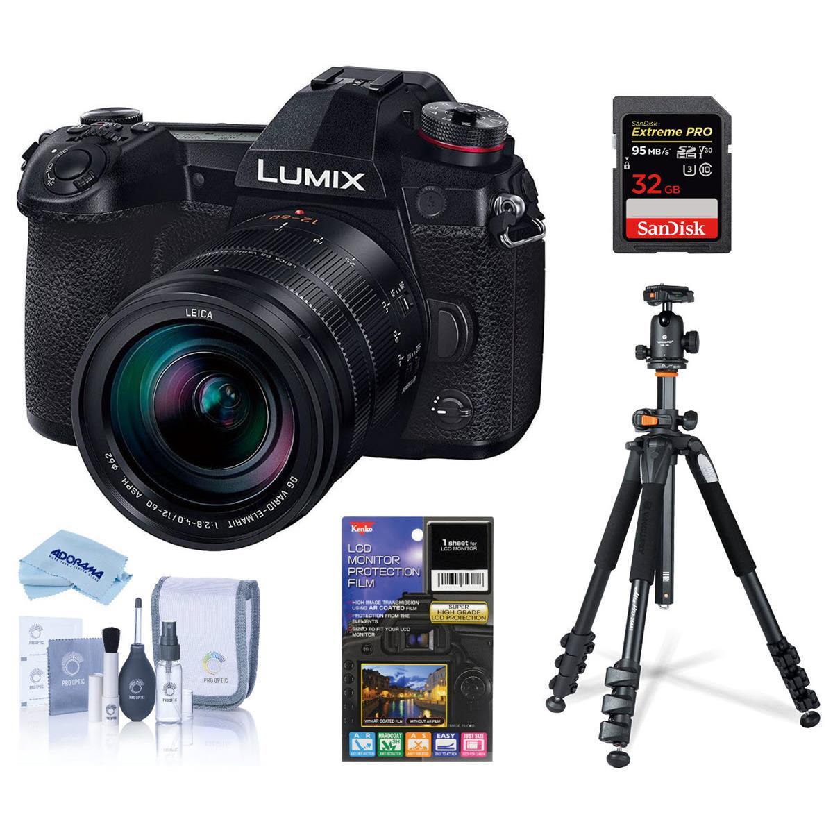 Panasonic Lumix G9 Mirrorless Camera Black w/Leica DG 12-60/2.8-4 Lens W/ACC KIT