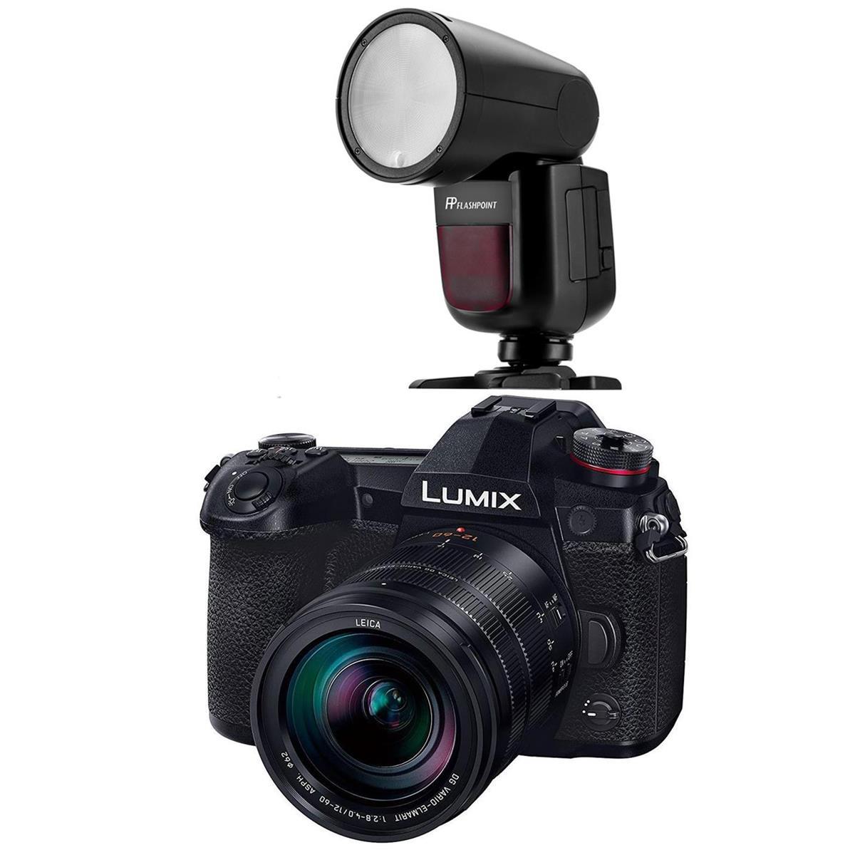 Panasonic Lumix G9 Mirrorless Camera, Black w/Leica DG 12-60/2.8-4 Lens W/Flash