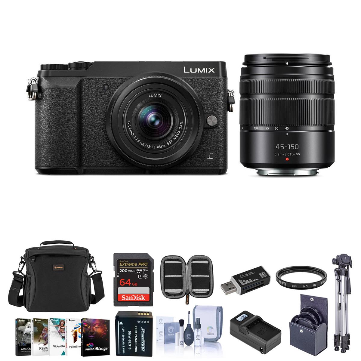 Panasonic Lumix DMC-GX85 Mirrorless w/12-32mm & 45-150mm Lenses, W/Premium Acc