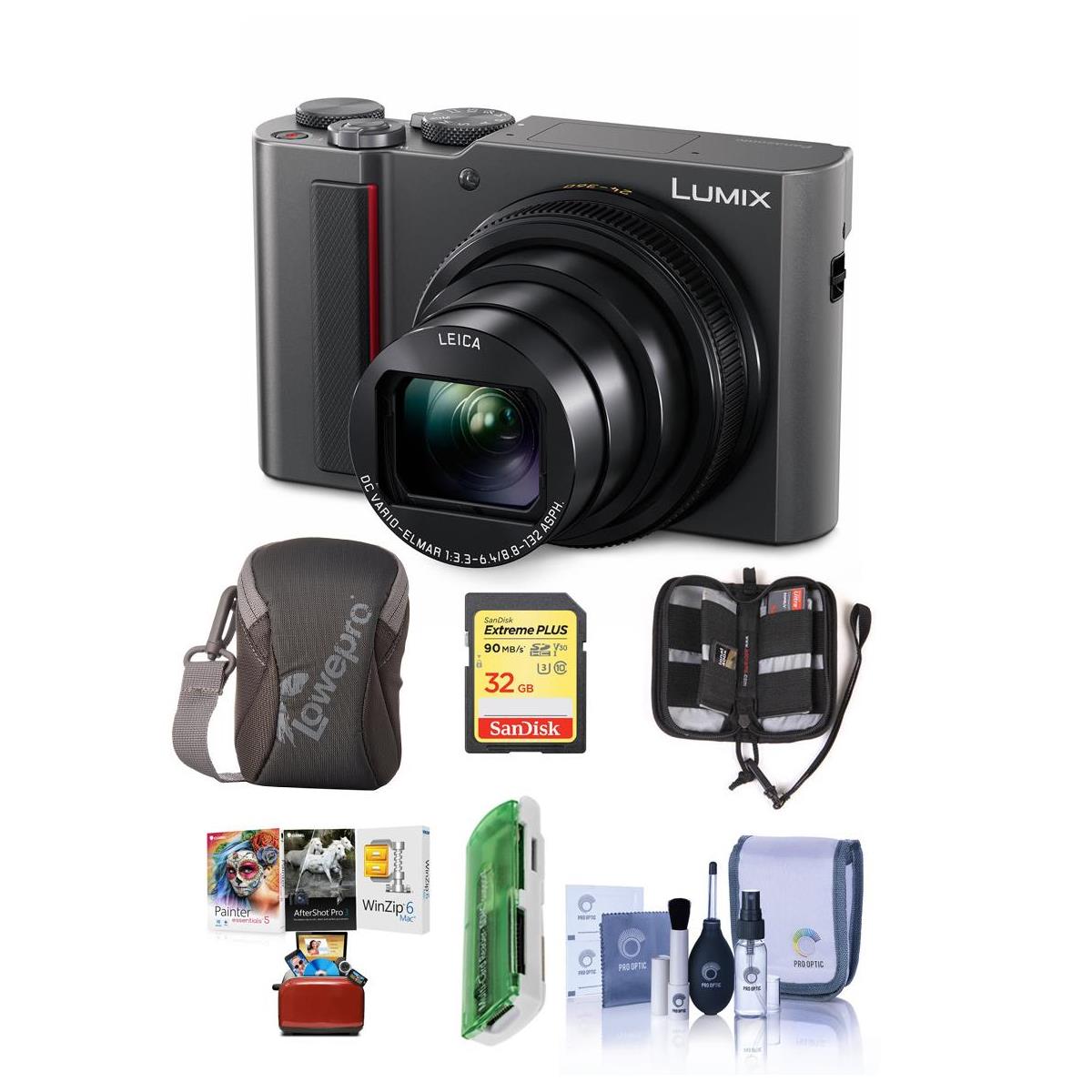 Panasonic Lumix DMC-ZS200 Digital Camera Silver With Free Mac Accessory Bundle