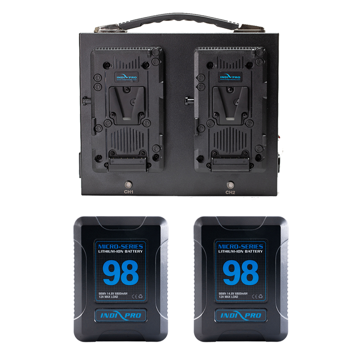 

IndiPRO 2x Micro-Series 98Wh V-Mount Li-Ion Battery and Dual Fusion Charger Kit