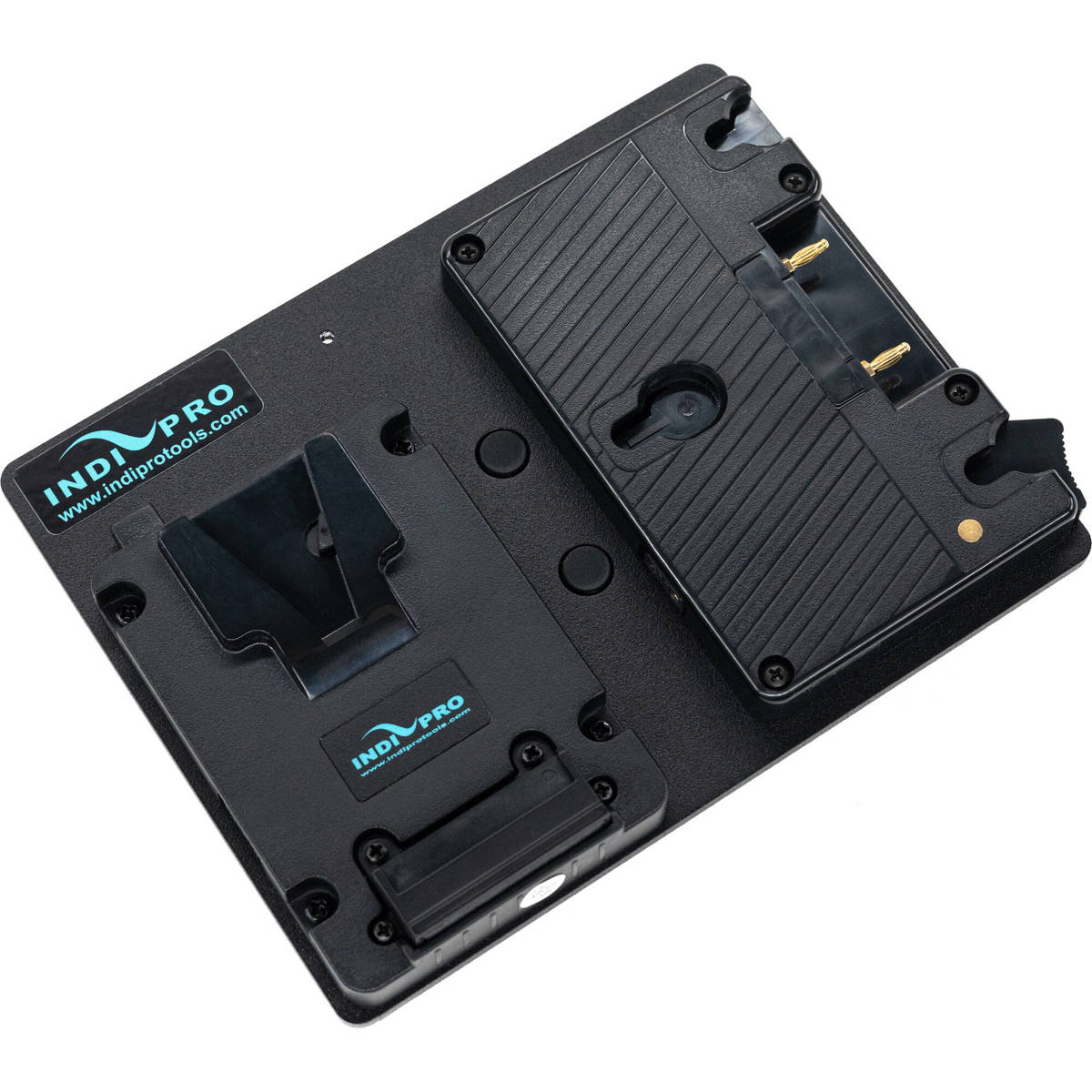 

IndiPRO Gold Mount and V-Mount Battery Adapter Plate w/D-Tap to Gold Mount Plate