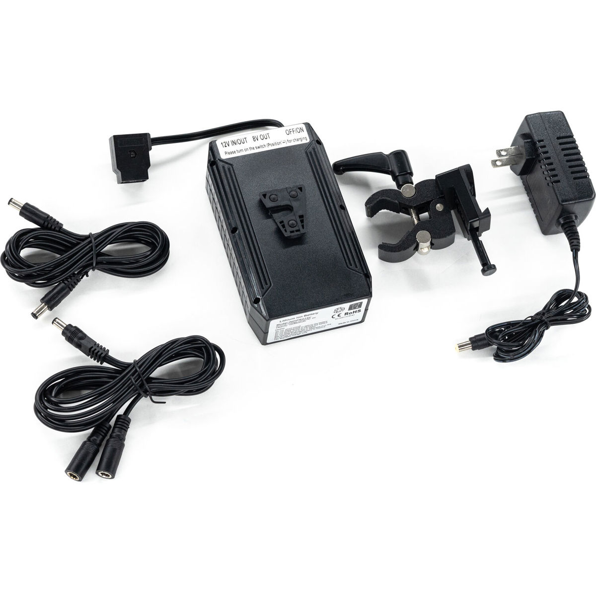 

IndiPRO Porta-Pak 8V/12V V-Lock Battery w/D-Tap, Charger & V-Mount Clamp Bundle