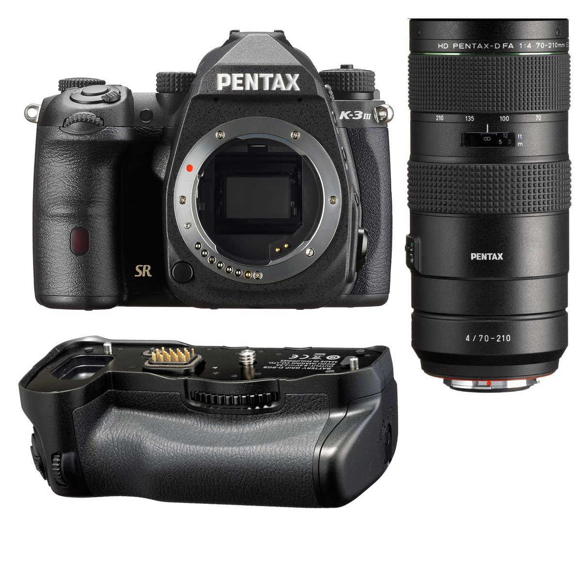 Pentax K-3 Mark III DSLR Camera, Black with 70-210mm Lens, Battery Grip -  01051 L1A