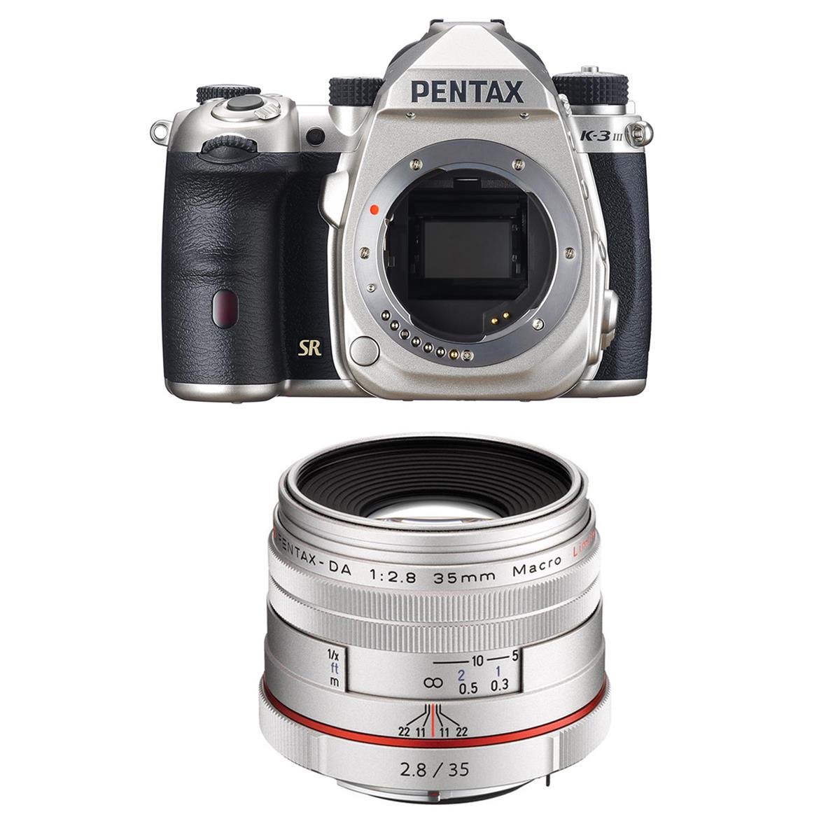Pentax K-3 Mark III APS-C-Format DSLR Camera with 35mm f/2.8 Macro Lens, Silver -  01073 L3